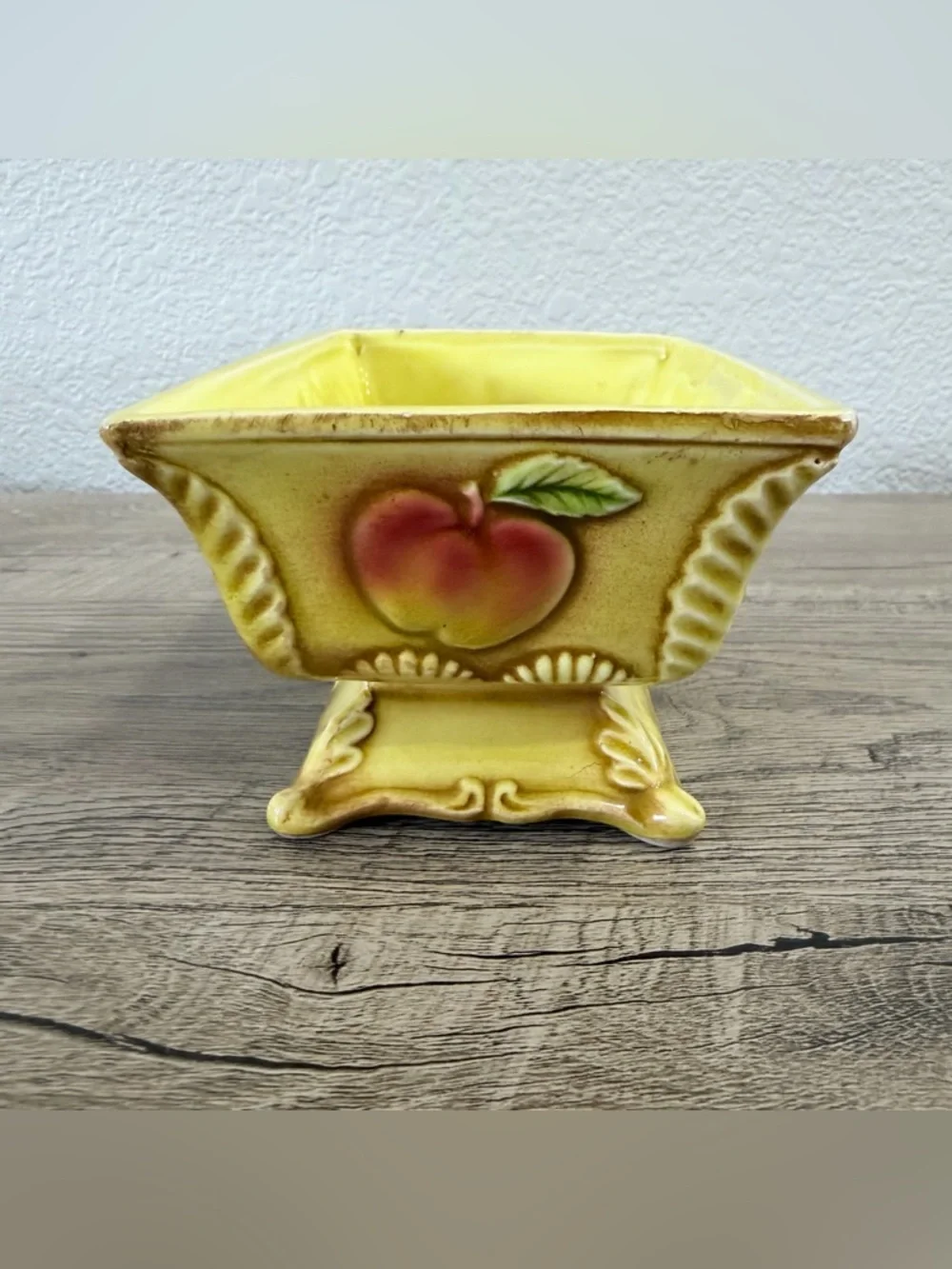 Vintage Relpo Spanish Gold 5736 3D Fruit Yellow Ceramic Pottery Planter 60’s